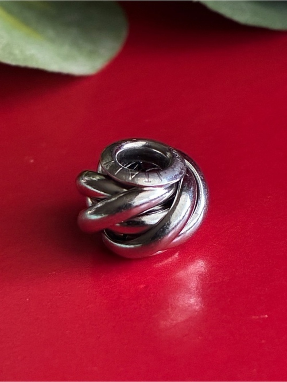 925 Silver,Twisted Knot Bead Charm Bracelet Accent - Silver